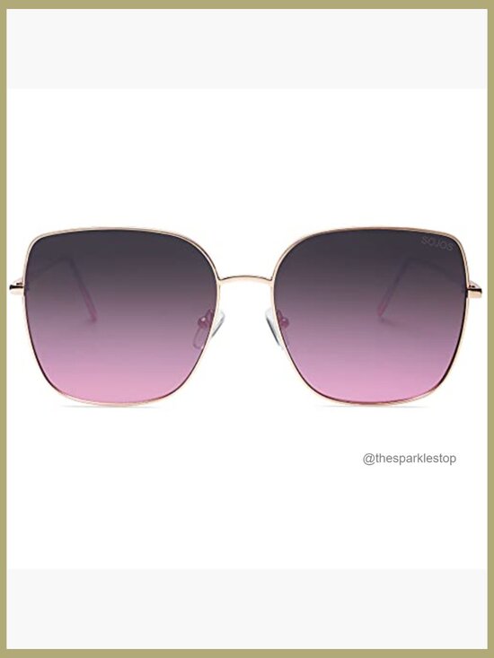 Metal Frame Oversized Square Sunglasses UV400 Protection Retro Style main image 4